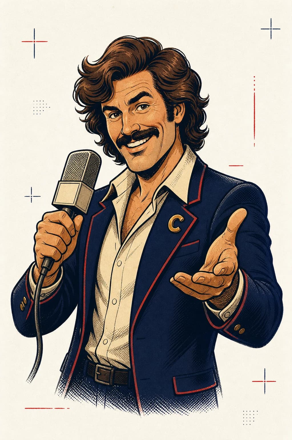 Chuck hosting the challenge desk with a microphone